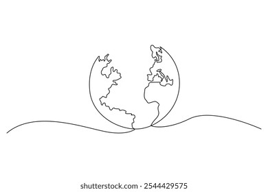 Ilustração de vetor de contorno de globo terrestre de uma linha contínua para projetos minimalistas e modernos

