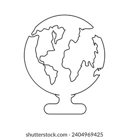 Continuous one-line earth globe vector art drawing and outline Earth Day single-line illustration
