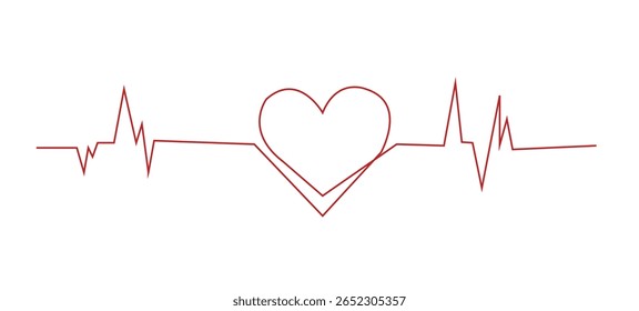 Continuous one-line heart pulse drawing. Minimal heartbeat logo, cardiogram, ECG line, or heartbeat graph. Perfect for medical, wellness, cardiology, fitness, and health-themed visuals.