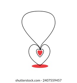 Continuous one-line love shape drawing and heart-shape single-line outline vector art illustration