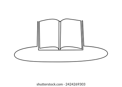 Continuous one-line open book with flying pages art and world book day educational knowledge concept Doodle vector illustration