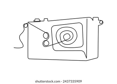 Kontinuierliche einzeilige Retro-Fotokamera-Zeichnung und DSLR-Stimmung HD-Kamera Umriss Vektor-Kunst