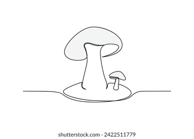 Kontinuierliche 1-zeilige sepia-Zauberpilz und Vektorgrafik-Vektorgrafik