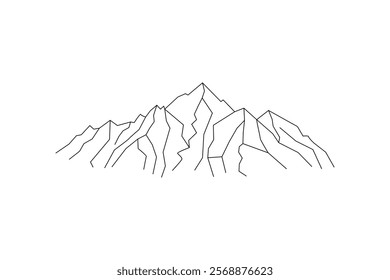 continuous online drawing of mountain Line art showcasing a minimalist artistic style black on White background
