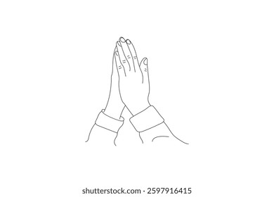  Continuous online drawing of raising hands for dua pray filled flat sign pray line icon isolated on white background 