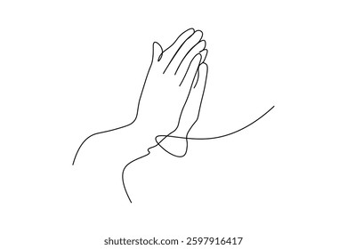  Continuous online drawing of raising hands for dua pray filled flat sign pray line icon isolated on white background 