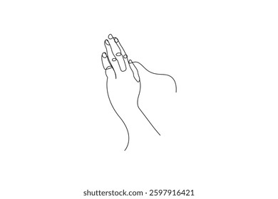  Continuous online drawing of raising hands for dua pray filled flat sign pray line icon isolated on white background 