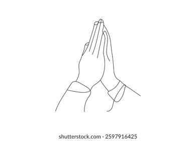  Continuous online drawing of raising hands for dua pray filled flat sign pray line icon isolated on white background 