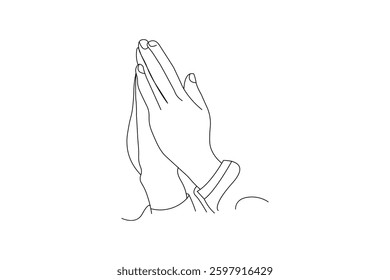  Continuous online drawing of raising hands for dua pray filled flat sign pray line icon isolated on white background 