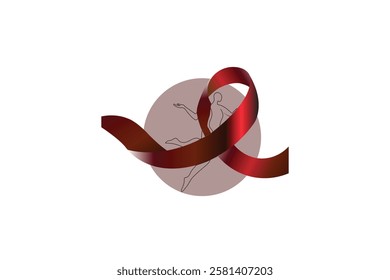 continuous online world aids  day red ribbon on white background 