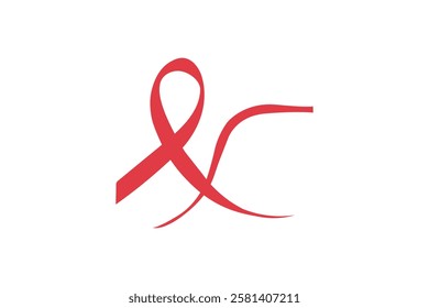 continuous online world aids  day red ribbon on white background 