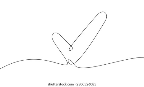 Continuous outline of a Check mark icon. vector