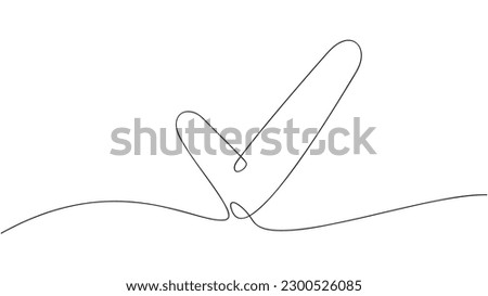 Continuous outline of a Check mark icon. vector