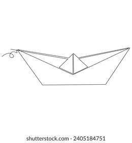 continuous paper boat single line outline vector art drawing and simple one line minimalist design