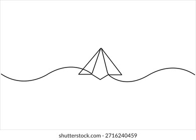 Continuous paper plane one line drawing of vector illustration
