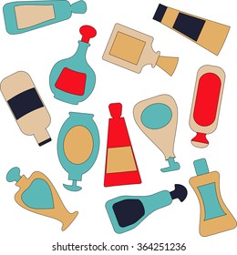 Continuous pattern with cosmetic bottles  - vector illustration