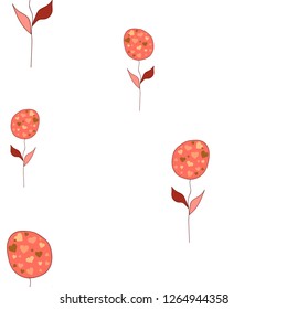Continuous Pattern With Flowers Living Coral color. Elements are not cropped. Pattern under the mask. Perfect design for textile, box, posters, cards, web etc.