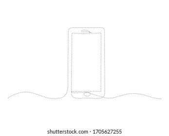 Continuous phone line vector illustration isolated on white background. Smartphone one line.