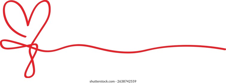 Continuous Red Line Forming a Heart Shape