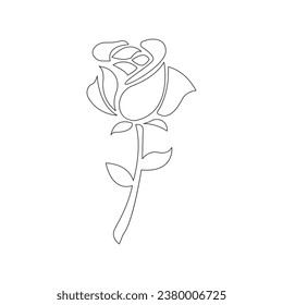 Continuous rose flower Hand drawn outline vector drawing