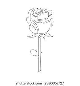 Flor de rosa continua Dibujo vectorial dibujado a mano