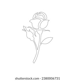 Flor de rosa continua Dibujo vectorial dibujado a mano