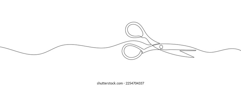 Continuous scissors with one line on a white background