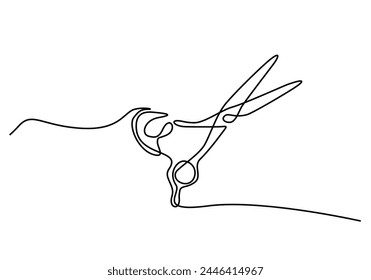 Continuous scissors with one line on a white background