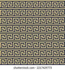 Continuous Seamless Linear Pattern Decorative Texture Gold Yellow Blue Abstract Meander Greek Key Basic Vector EPS PNG