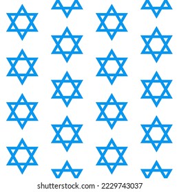 Continuous Seamless Linear Pattern Decorative Texture Blue Hexagram Triangle Star of David Judaism Jewish Jew Logo Icon Sign Sigil Symbol Emblem Badge Vector EPS PNG Transparent No Background