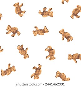 Continuous seamless pattern of cute bear illustrations,,