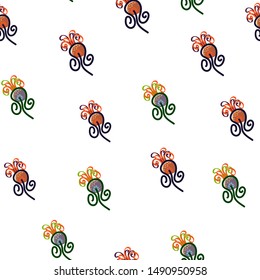 Continuous Seamless pattern with flowers brown and purple color. Can be used for printing on packaging, bags, cups, laptop, box, etc. Pattern under the mask. Vector.