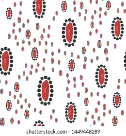 Continuous Seamless pattern Smear paint red color in black frame. Perfect for your design, textile, pattern fills, box, posters, cards, web page background etc. Pattern under the mask. Vector.