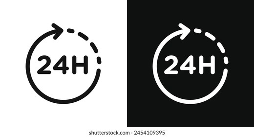 Continuous Service Icon Set. 24-hour service and round-the-clock availability icons.