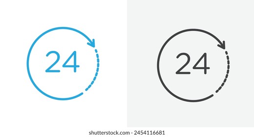 Continuous Service Icon Set. 24-hour availability and same-day delivery vector symbol.