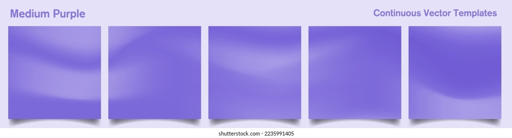Continuous Set Five Medium Purple Gradient Vector Templates  Perfect for carousel social media posts  continuous designs  ig feeds  cyber themed designs  Editable Vector Illustration  EPS 10 