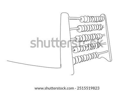 Continuous simple line draw style mathematical design  vector illustration. Single one line drawing of abacus tool for helping kids at counting number. Back to school minimalist, education concept. 