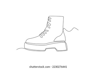 Continuous simple lines form an image of a boots model. simple line, continuous line, simple design. boots 