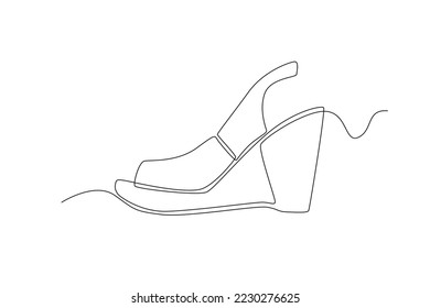 Continuous simple lines form the image of a slingback model. simple line, continuous line, simple design. boots shoes