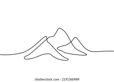 Continuous Simple Lines Mountain Hills Drawing Stock Vector (Royalty ...