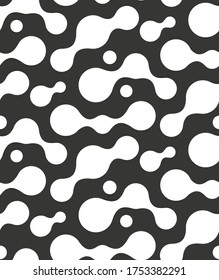 Continuous Simple Vector Circular Wallpaper Texture. Repeat Monochrome Graphic Round Textile Pattern. Seamless Fabric Bacteria Shapes Pattern. Classic Print Texture. 