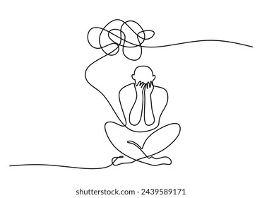 Continuous singe one line drawing art of stress confusing people