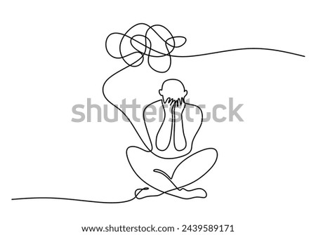 Continuous singe one line drawing art of stress confusing people