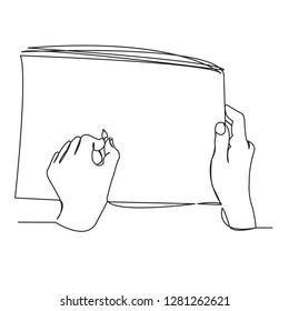 continuous single drawn by one line of the hand of the artist, hands draw in the album a hand-drawn picture of the silhouette. Line art. doodle