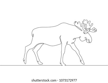 Continuous single drawn single line elk with horns
