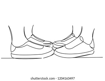 continuous single drawn single line legs of a couple in love freehand drawn picture silhouette. Line art. doodle.