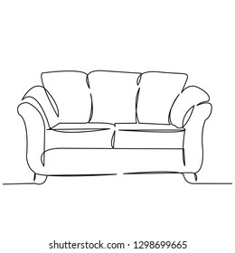 Continuous Single Drawn Single Line Sofa Stock Vector (Royalty Free ...