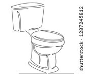 continuous single drawn one line toilet toilet bowl hand-drawn picture silhouette. Line art. doodle