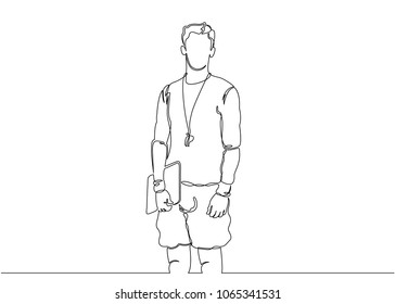 Continuous single drawn one line sports coach trainer
