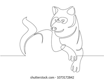 Continuous single drawn one line wild wolf